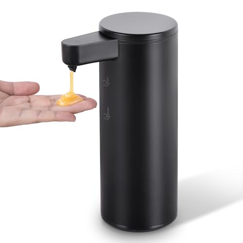 LAOPAO ソープディスペンサー 自動 液体 食器洗剤 センサー距離で排出量2段階調整 ステンレス鋼製 白 ハンドソープディスペンサー オートディスペンサー ノータッチ 距離センサー 詰め替え 非接触式 280ml ソープボトル 充電式 おしゃれ 手洗い IPX5防水 洗面所 キッチン トイレ プレゼント ブラック