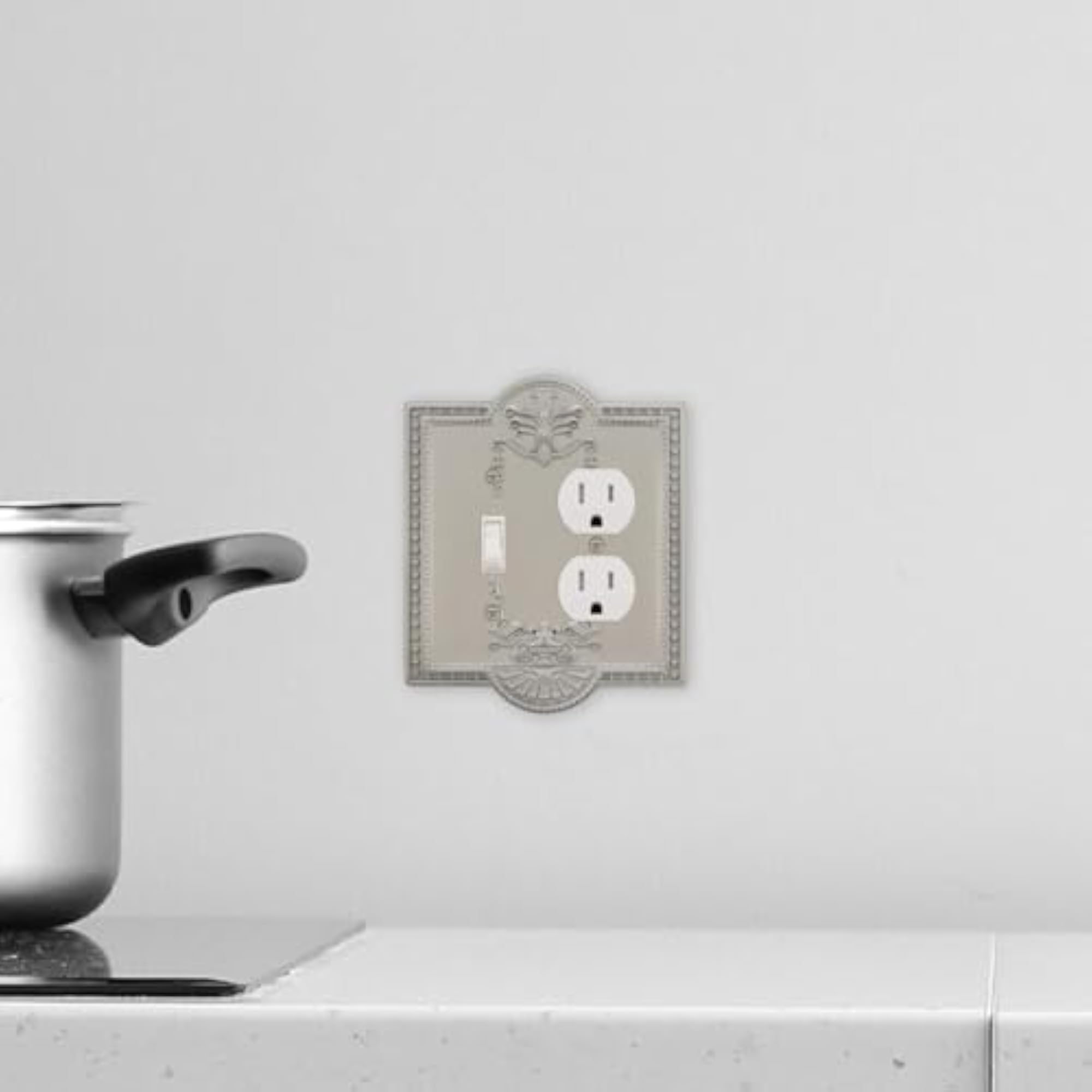 Satin Nickel Switch Plate with Toggle and Outlet