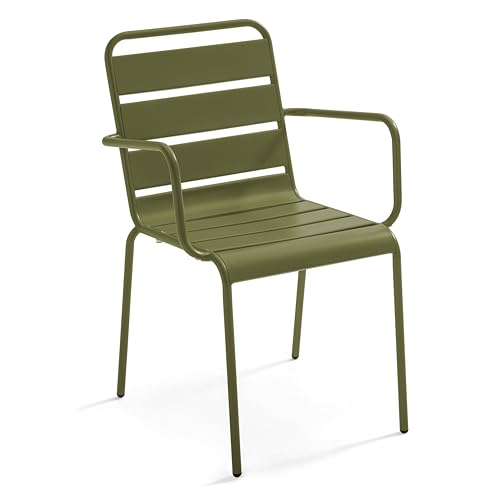 Oviala Fauteuil de Jardin en métal Vert Kaki - Palavas