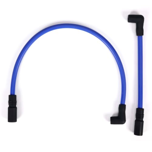 Image of 10.4mm Spark Plug Wires for Harley Dyna 00-17 Softail 99-17, Blue | For Super Glide /Wide Glide /Low Rider & Springer /Slim /Deluxe /Deuce, Heat & Wear Resistant, Copper Core, Silicone Casing
