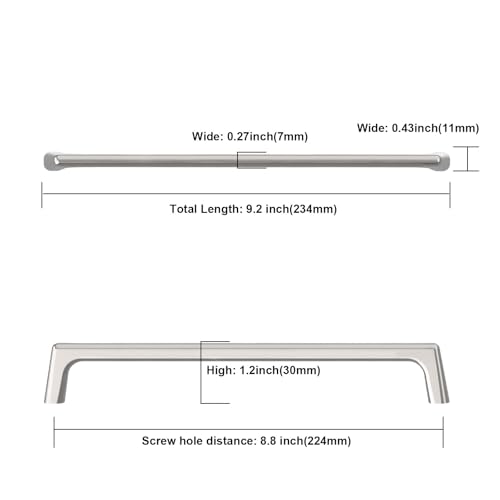 Image of Asidrama 6 Pack 8.8 Inch(224mm) Polished Chrome Cabinet Pulls: Chrome Cabinet Handles for Cupboard Drawer Pulls