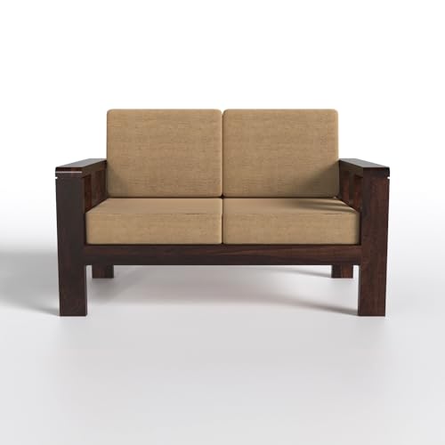 Image of Sheesham Wooden Sofa Set with Cushion for Living Room, Office and Home Furniture - 2 Seater Sofa in Walnut Finish