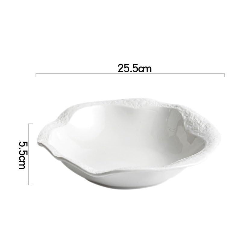 Talerze Obiadowe Prosta Okrągła Ceramiczna Miska Rodzinna Kuchnia Jednolity Kolor Zastawa Stołowa Przekąska Owocowa Miska Sałatkowa Restauracja Biały Stek Talerz Obiadowy Talerz Na Z10inch-One Size