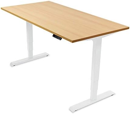 Ergotopia® Elektrisch höhenverstellbarer Schreibtisch | 5 Jahre Garantie | Ergonomischer Steh-Sitz Tisch mit Memory Funktion | Beugt Rückenschmerzen vor & Macht produktiver (180x80, Buche, W)
