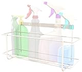 Bottle Rack (White) Wall Mount Kitchen or Garage Steel Rack Bracket Storage for Spray Bottles Sanitizer Dispenser Hand Soap Pump Cleaner Water Commercial Liquids Laundry Detergent Paper Towel Aerosol