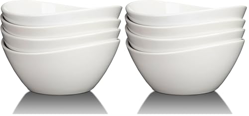 GarveeHome 8" Ceramic Deep Soup Bowls & Salad Bowls - 42 OZ Large Bowls Set of 4 for Kitchen - White Ceramic Serving Bowls for Salads, Cereal, Soup, Dishwasher & Microwave Safe (Pack of 2)