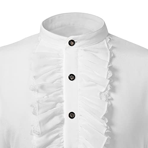 Mens Ruffle Blouse Medieval Renaissance Gothic Steampunk Victorian Regency Aristocrat Shirts Top4