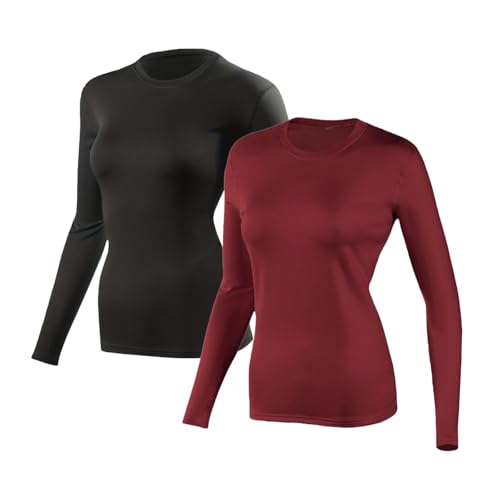 Chemises thermiques manches longues doublées polaire femme col rond hiver