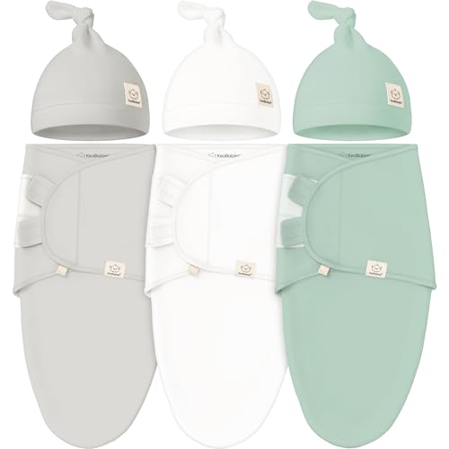 Image of KeaBabies 3-Pack Swaddles for Newborns, Girls, Boys with Hats - Organic Soft Baby Sleep Sacks, Breathable Baby Swaddle 3-6 Months Beanies Set, Premie Infant Sleep Sack 0-3 Months (Sage)