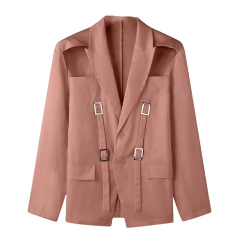 Men's Hollow Design Suit Jacket Lightweight Slim Fit Party Style Coat for Fashion Streetwear Use