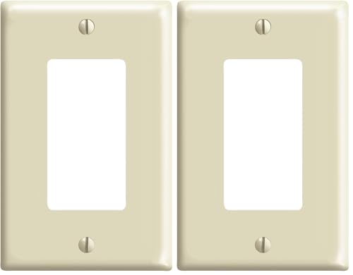 Image of Leviton 80601-I 1-Gang Decora /GFCI Device Wallplate, Midway Size, Thermoset, Device Mount, Ivory, 2 Pack