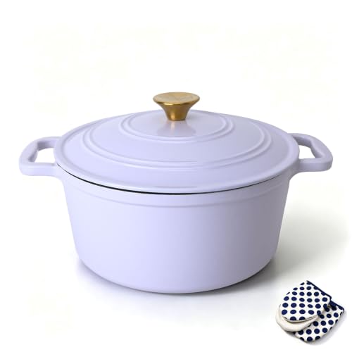 Tastedeli 6.5QT Enameled Cast Iron Dutch Oven Pot with Lid, Purple - image 1