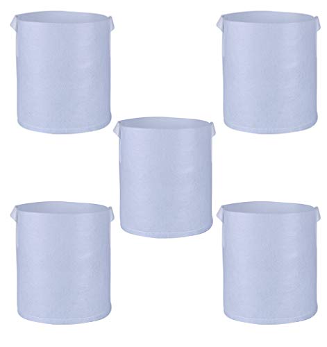 ICYANG 5 Pack Garden Grow Bags 3 Gallon, Durable Non-Woven Aeration Fabric Pots Container with Handles for Growing Potato Tomato Vegetables Plant, Rigid Enough to Stand Upright