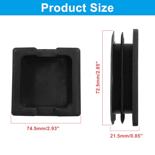 Image of Bonsicoky 8 Pack 3 inch Square Plastic Plugs, Black Tubing End Caps Plugs Insert for Square Tube and Furniture Legs