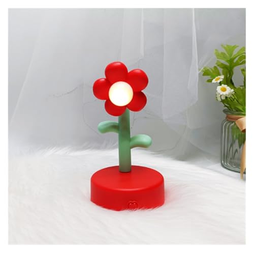 AMULONG Lámpara De Mesa Lámpara de Oficina 1 Lámpara De Mesa Con Forma Flor, Luz LED Nocturna, Decoración Del Hogar Luz Escritorio(Rot)