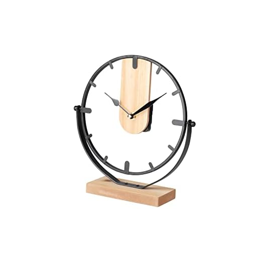 Adda Home Reloj de sobremesa, Metal/Madera, 27X7X26 CM