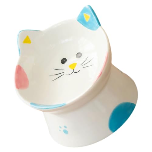 GRIRIW 耐摩耗性 給餌器 ボウル 猫 餌 容器 自動 猫 給餌器 上げ 猫 餌 ボウル 猫 おもちゃ 上げ 遅い 給餌器 犬 ボウル 浅い 猫 ボウル 猫 皿 猫 ボウル スタンド 陶器