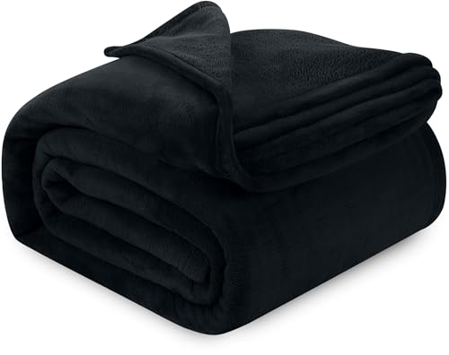 Utopia Bedding Black Fleece Blanket King Size Lightweight Fuzzy Soft Anti-Static Microfiber Bed Blanket (90x102 Inch)