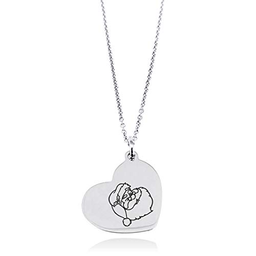 Tioneer Stainless Steel Jolly Good Santa Claus Floating Heart Tag Charm Pendant Necklace