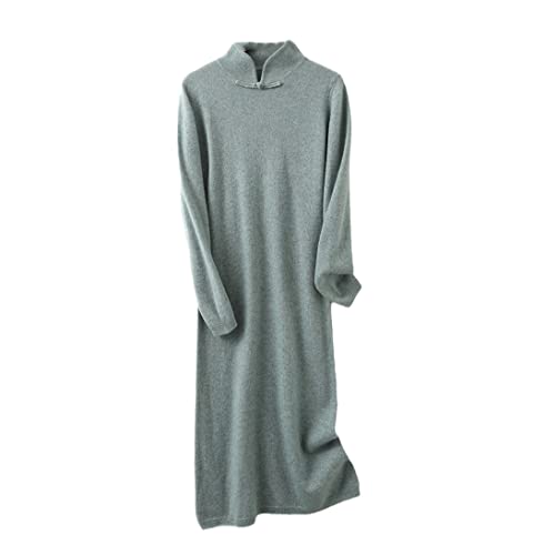 Robe en laine tricotée femme Haitpant manches longues Gris Lv SE XL