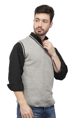 Image of Kvetoo V Neck Sleeveless Winter Wool Sweater for Men