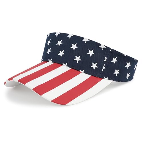 Century Star American Flag Sun Visor Hat for Men Women Patriotic Adjustable Summer Golf Tennis Visor for 4th of July American Flag One Size