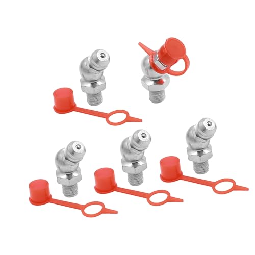 A ABSOPRO Conjunto De 5 Racores De Engrase Hidráulico M6 En Ángulo De 45 Grados Con Tapa De Hierro Zincado