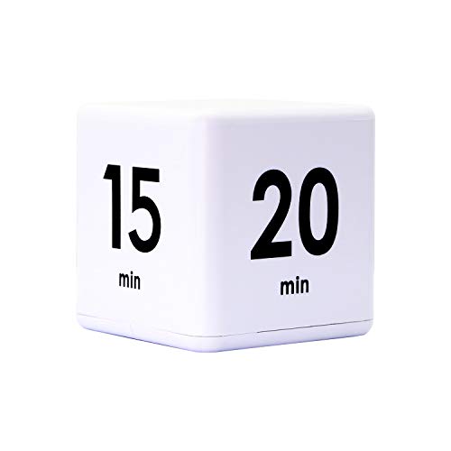 Cube Timer, YAODHAOD Gravity Sensor flip Timer 15, 20, 30 and 60 Minutes Time Management for Time Management, Kitchen Timer, Kids Timer, Workout Timer, Reading Timer, Study Timer (15-20-30-60,White)