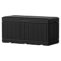 Homall 85 Gallon Large Resin Deck Box Waterproof Outdoor Storage with Padlock Indoor Outdoor Organization and Storage Container for Patio Furniture Cushions, Pool Toys, Garden Tools (Black)