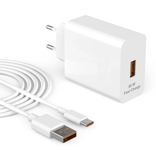 Jippofu Caricabatterie 66W USB C SuperCharge Compatibile con Huawei 90 80 Pro 70 Lite 400 200 100 X9 X8 X7 Magic 7 6 5 V5 V3 Vs Vs2 Pad Mate Pura Nova Caricatore Rapido Alimentatore Adattatore Charger