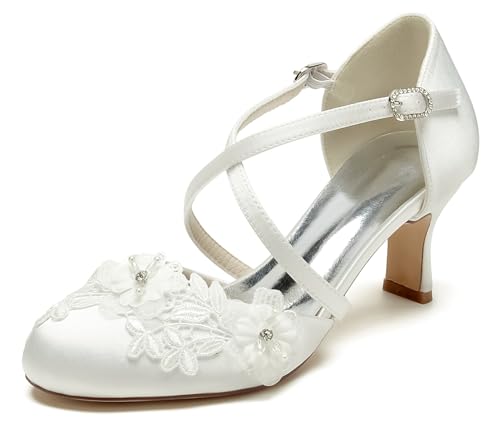 Chaussures pour femme mariage sans douleur escarpins bout rond talon bas