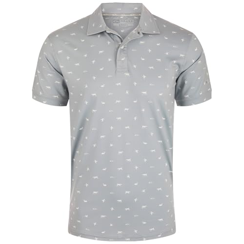 Drake Waterfowl Men's Performance Print Lightweight Stretchy Outdoor Casual Short Sleeve Polo Shirt UPF 30 Sun Protection