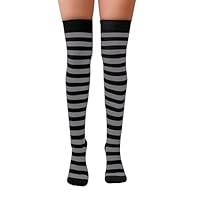 NuJake Girls Striped Over The Knee Socks Fancy Dress Up Themed Cosplay Christmas & Halloween UK Size 4-5.5