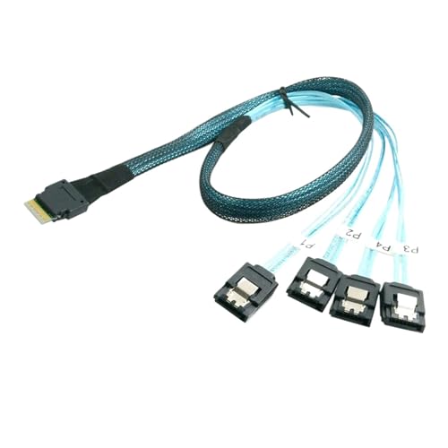 Cable PCIE Slimline SAS4.0 0.5 m SFF-8654 38pin a 4X SATA 7P miniatura 3