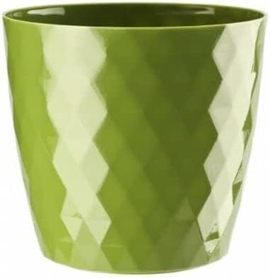 B2C Flowerpot Round Plastic plant pot Crystal Modern Decorative Small Medium Large 7 sizes 9 coolours (Green, 20 cm)