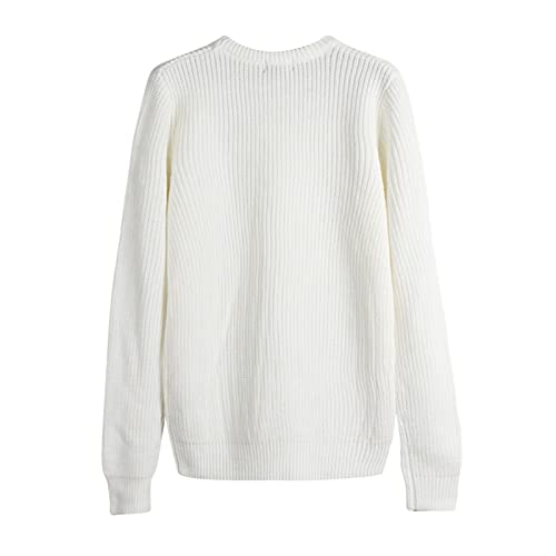 Mens Crewneck Sweater Waffle Textured Long Sleeve Knitted Sweaters Fall Winter Knitwear Classic Basic Top Pullover3