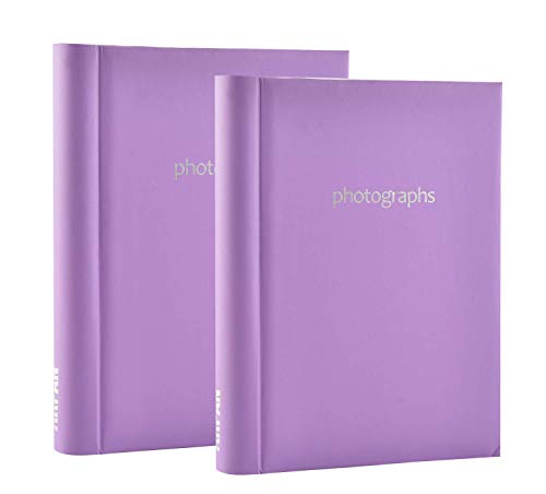 Arpan 2 Pack of Photo Albums Self Adhesive Large Picture Book Modern Style Wiro Binder in Black/Blue/Red/Vintage Birds/Butterfly (Purple)
