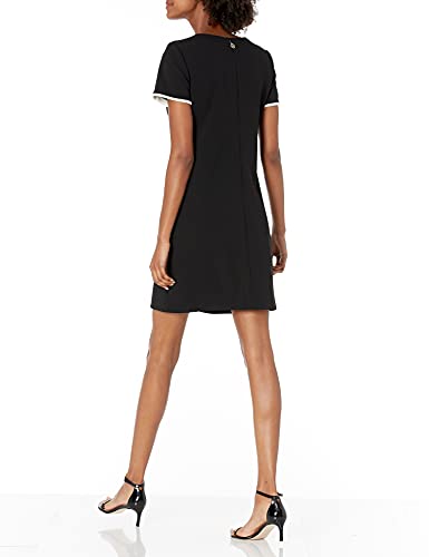 Image of Tommy Hilfiger Women's Short Sleeve Jewel Neck Contrast Piping Mini Shift Dress