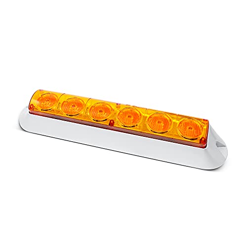 Pro LED 365A Class 1, Amber Lens, 6 Amber LEDs Surface Mount Quad Flash Warning Light, Die Cast Aluminum Base - 10-30 Volts DC
