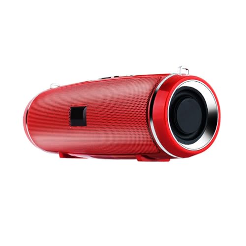 Yarryuter Altavoz Estéreo Inalámbrico 3D Envolvente para Exteriores con Bluetooth 4.0, Altavoz Portátil de Graves de Alta Potencia, Color Rojo.