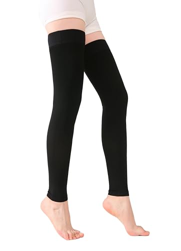 Image of TOFLY Medical Thigh High Compression Socks Footless for Women & Men, Opaque Support Hose, 15-20mmHg Graduated Compression Stockings with Silicone Band for Varicose Veins, Edema, DVT, 1 Pair Black 3XL