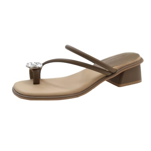 Sandals Low Heels Flat Bottomed Beach Sandals Water Diamond Sandals(34)