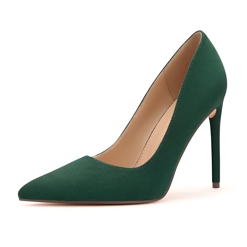 Women's Pumps Slip On High Heels with Pointed Toe 4Inch Stiletto Bridal Party Dress Heels for Casual,Lucy-Green Su-8.5-O13