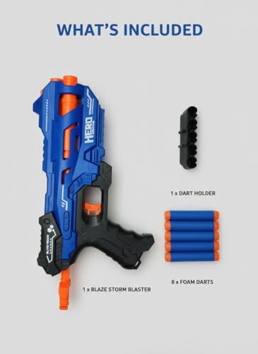 Image of Blaze Storm New Edition Foam Dart Blaster Gun for Kids | Soft Bullet Toy Gun with 8 Refill Darts | Elite Team Series | Safe & Fun Outdoor Shooting Game for Ages 6+ Kids