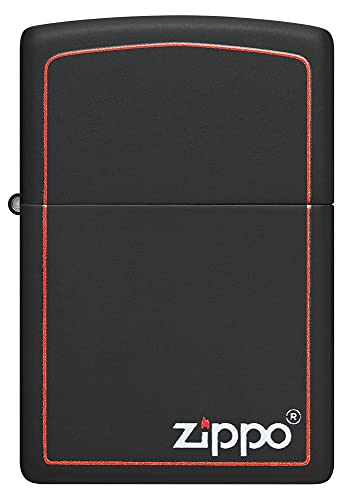 Zippo Windproof Lighter, Classic Black & Red, Black Matte, Colour Image, Refillable, Reusable, Windproof Design, Gift Box