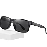 Jiaanle Sonnenbrille für Herren Polarisiert   Retro Sonnenbrille Damen fur Angeln Autofahren Schwarz