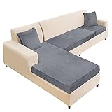 NAISI Sectional Couch Cover 4 Pieces Velvet Separate Couch Cushion Covers L Shape Soft Stretch Sofa