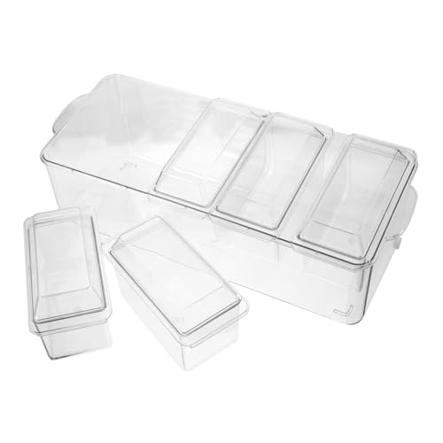 OFFSCH 5 Compartment Salad Storage Box Food-grade Plastic for Chilled Fruit Appetizer Serving Garnish Holder Accessory