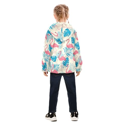 OTVEE Pink Flamingo Bird and Flowers Kids Hoodie Jacket Fall Spring Full Zip Warm Outwear Coat4