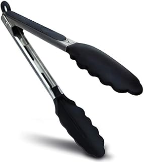 VENIZIO Premium Kitchen Tongs - 23cm / 9 Inch Silicone Tongs Kitchen Silicone Tip, Cooking Tongs, Plastic Tongs, Dishwasher Safe Food Tongs, BBQ Tongs for Meat, Frying, Salad and Serving Tongs